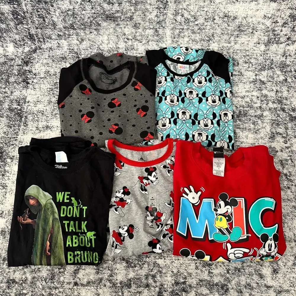 Disney Mickey Minnie Mouse Encanto Women's Medium Shirt Lot 5 Pcs Raglan Sweater